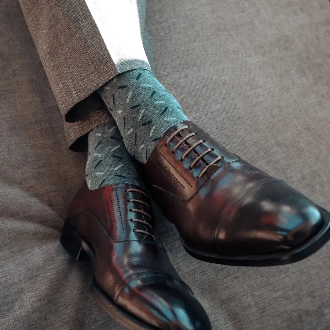 The Ryans - A Green and Grey X Patterned Sock sold by Southern Scholar product image thumbnail 3