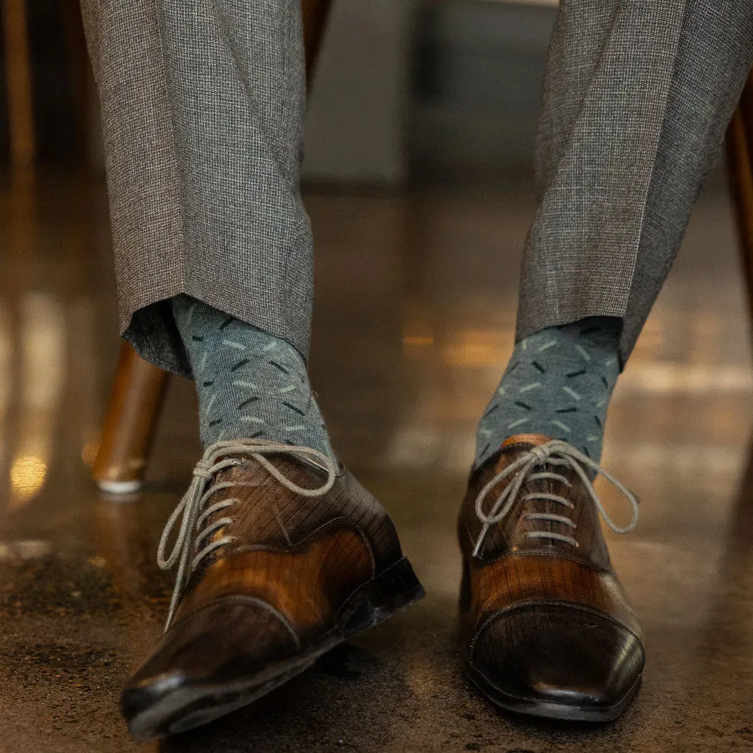 The Ryans - A Green and Grey X Patterned Sock sold by Southern Scholar product image thumbnail 4