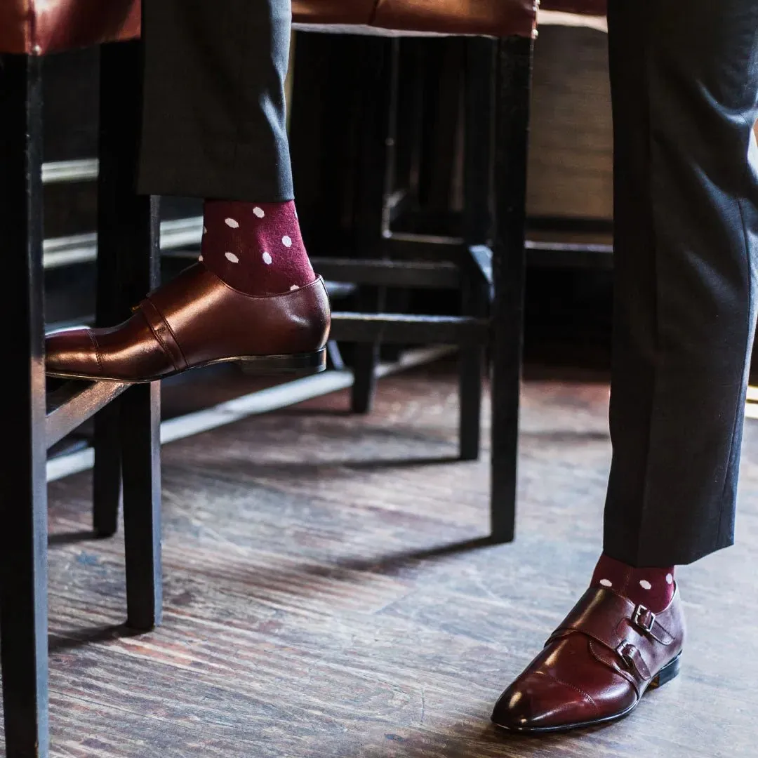 The Lazares - A Burgundy Sock with White Polka Dots sold by Southern Scholar product image thumbnail 3