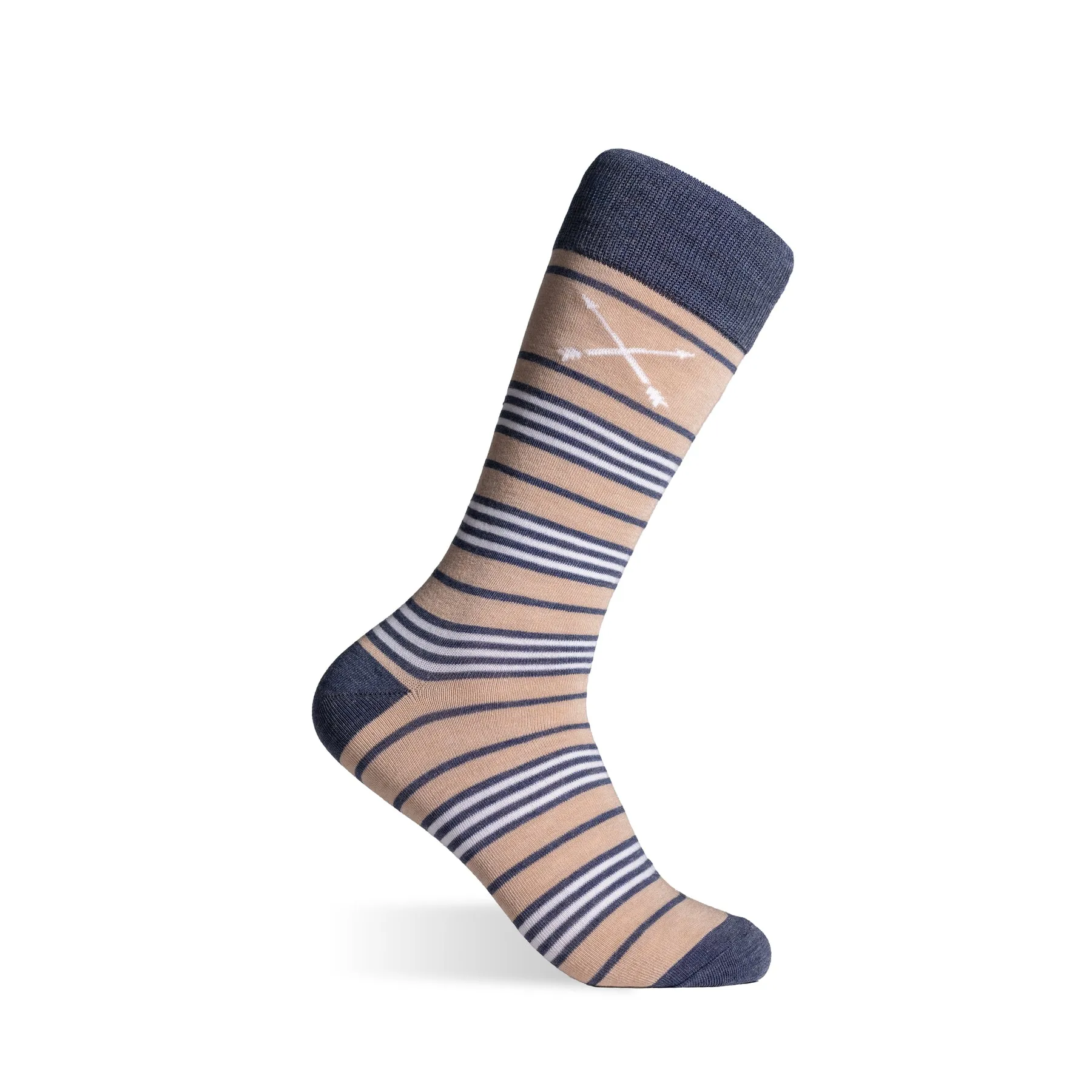 The Khaki Kings - A Sand Sock with Navy and White stripes sold by Southern Scholar product image thumbnail 2