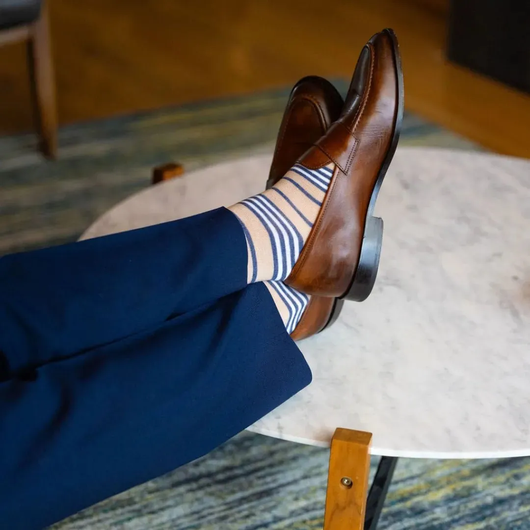 The Khaki Kings - A Sand Sock with Navy and White stripes sold by Southern Scholar product image thumbnail 3