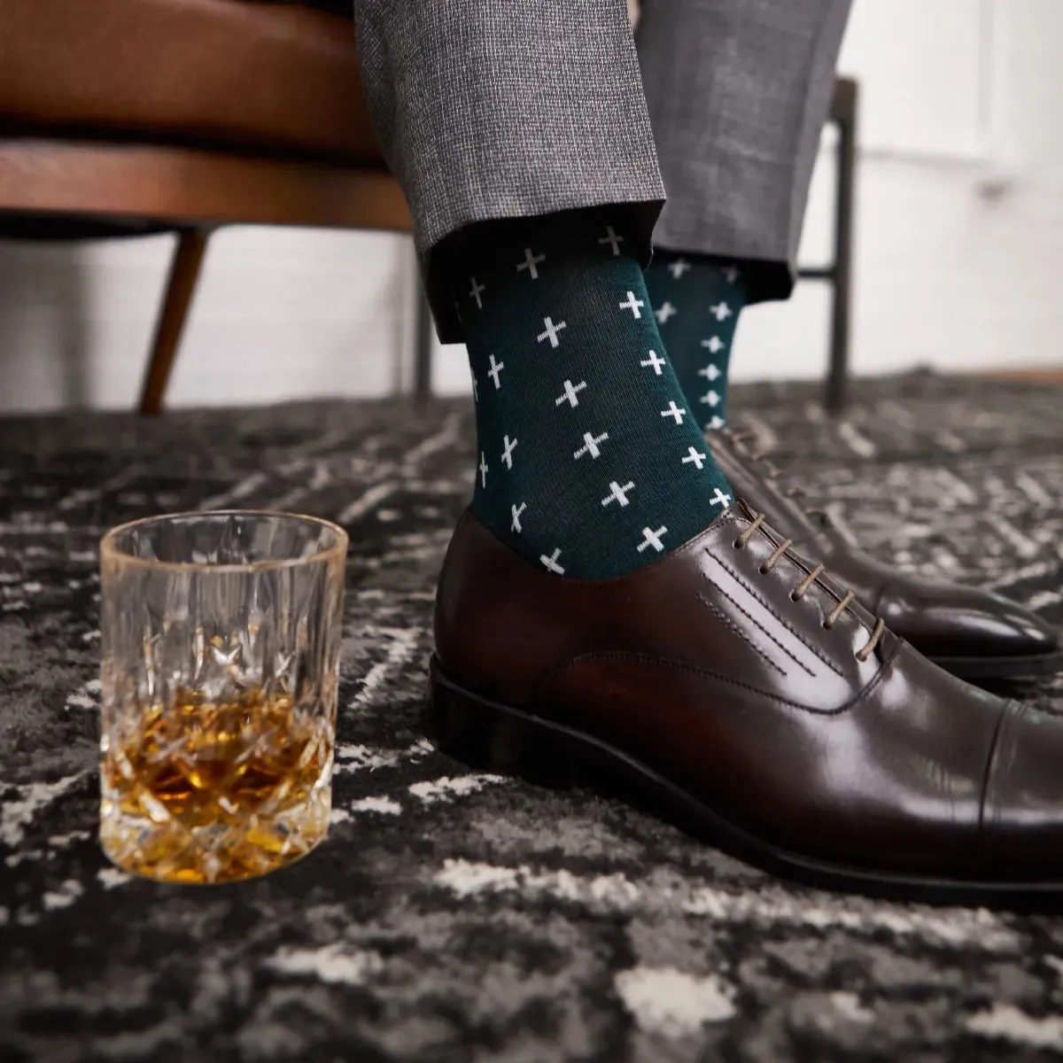 The Ides of March - A Deep Green Sock with White Hatches sold by Southern Scholar product image thumbnail 3