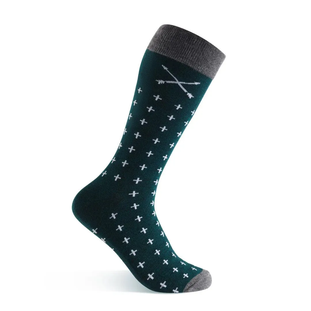 The Ides of March - A Deep Green Sock with White Hatches sold by Southern Scholar product image thumbnail 2
