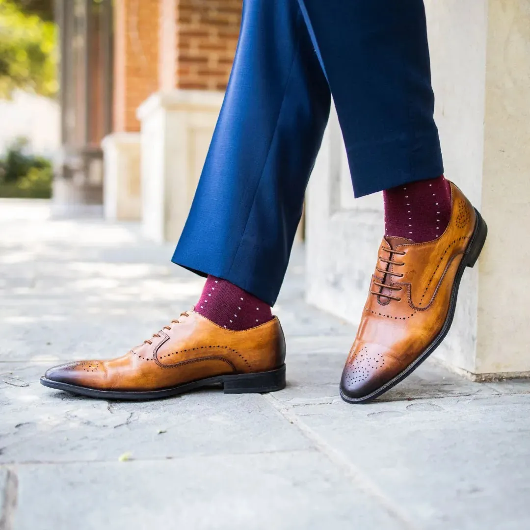The Regencys - A Deep Red Sock with Light Blue Pin Dots sold by Southern Scholar product image thumbnail 5