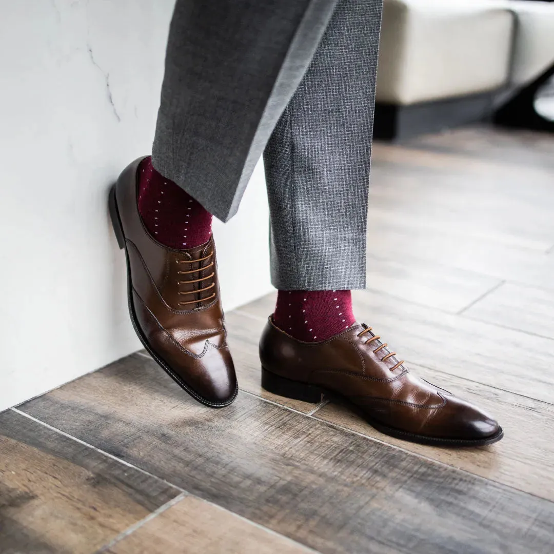 The Regencys - A Deep Red Sock with Light Blue Pin Dots sold by Southern Scholar product image thumbnail 3