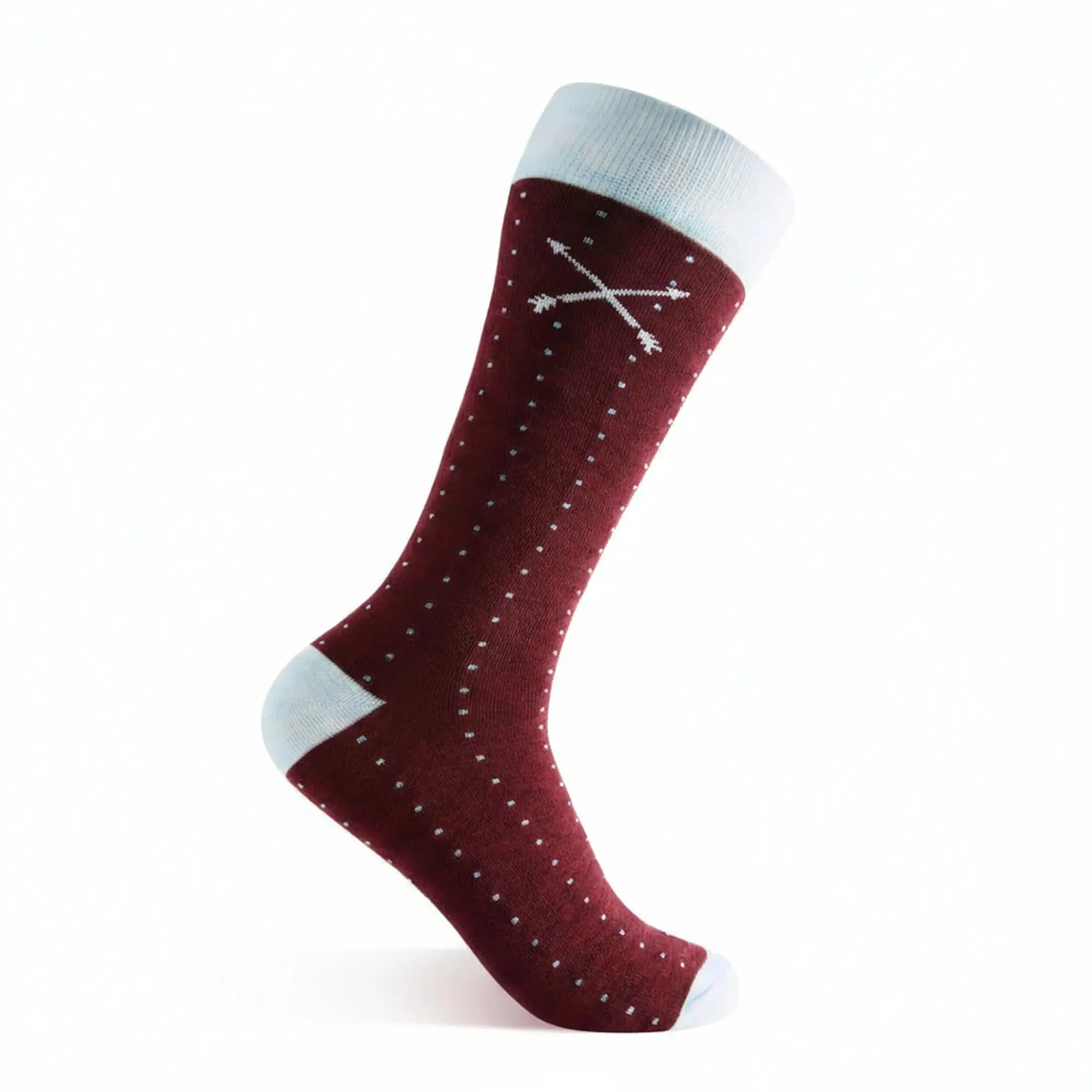 The Regencys - A Deep Red Sock with Light Blue Pin Dots sold by Southern Scholar product image thumbnail 2