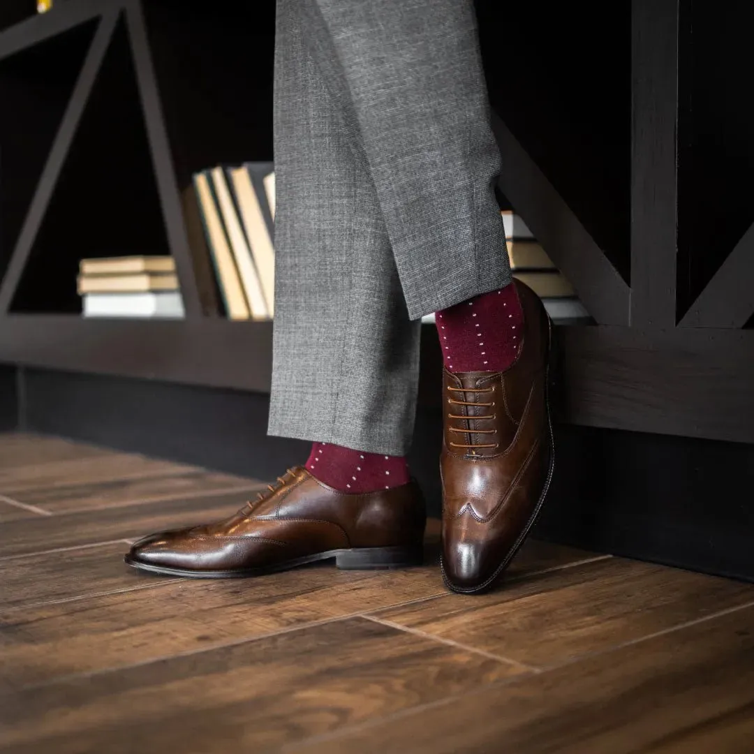The Regencys - A Deep Red Sock with Light Blue Pin Dots sold by Southern Scholar product image thumbnail 4