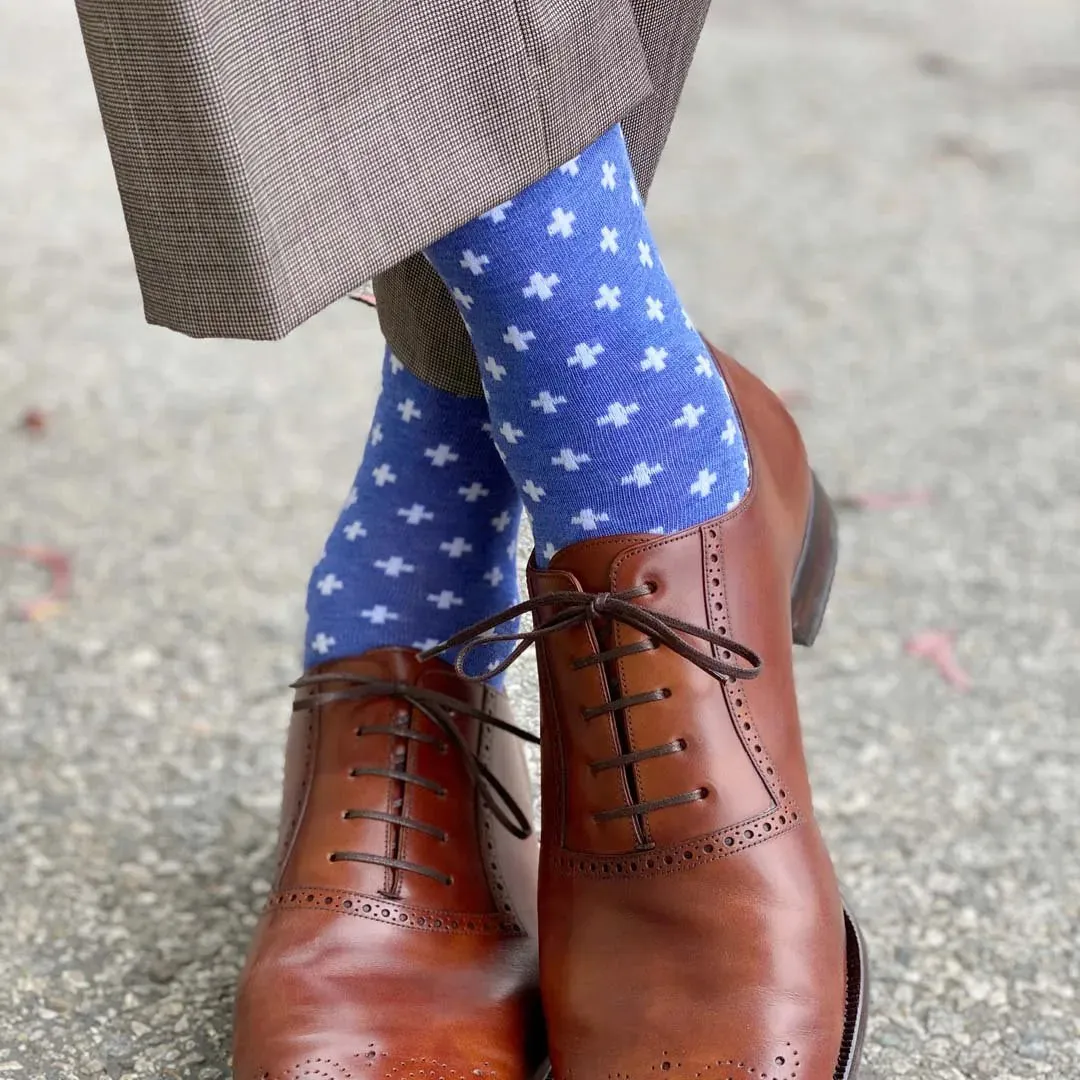 The Livingstons - A Heathered Blue Sock with White Hatches sold by Southern Scholar product image thumbnail 5