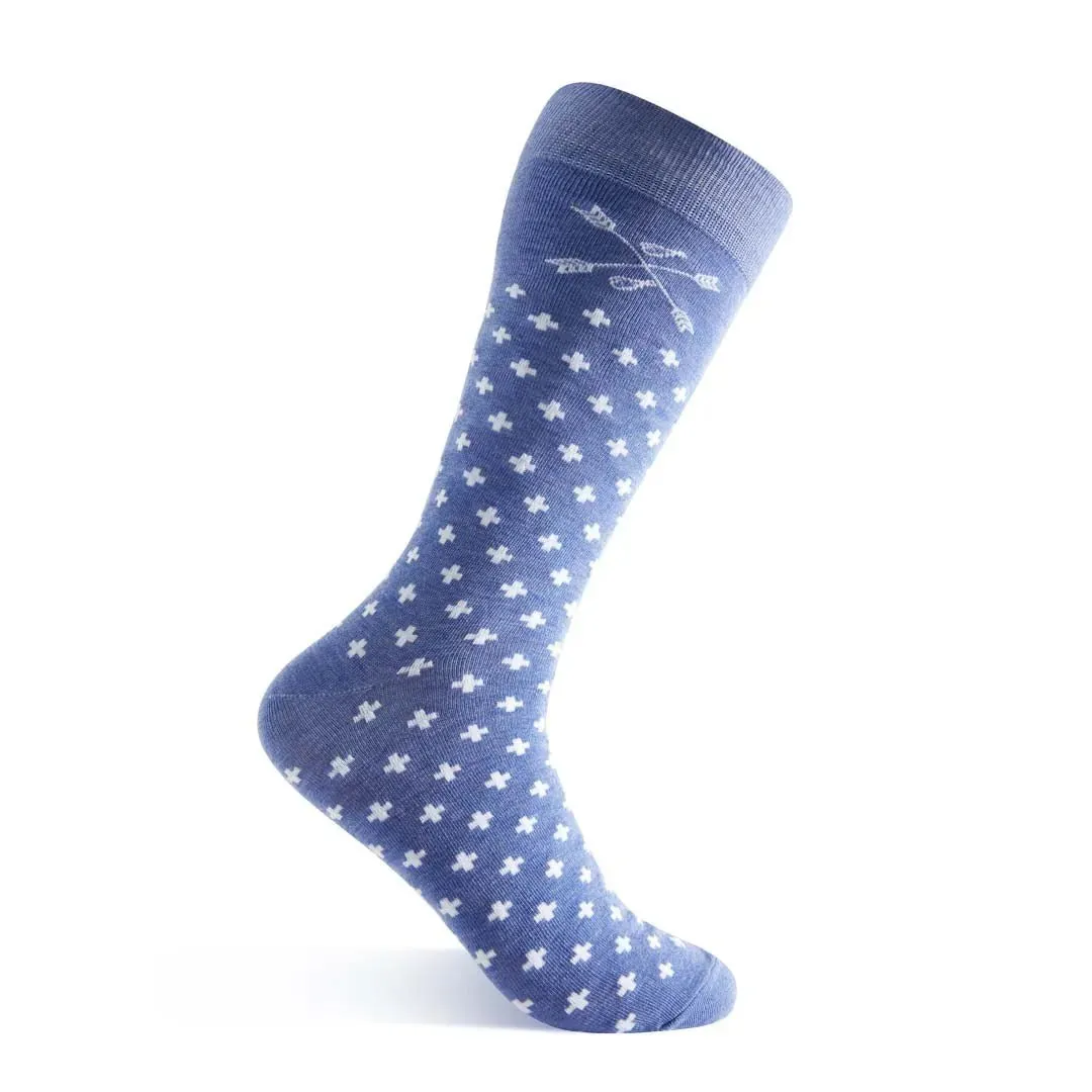 The Livingstons - A Heathered Blue Sock with White Hatches sold by Southern Scholar product image thumbnail 2