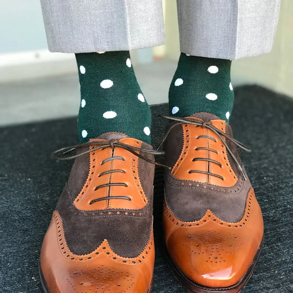 The Patricks - Hunter Green and White Polka Dot Sock sold by Southern Scholar product image thumbnail 3