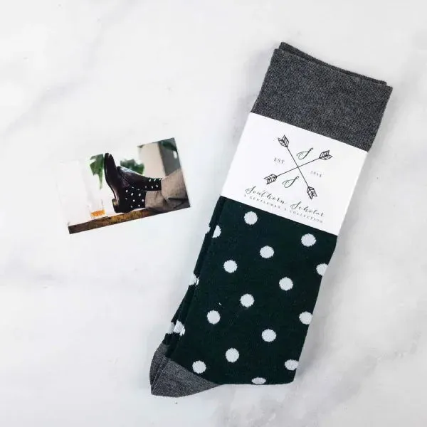 The Patricks - Hunter Green and White Polka Dot Sock sold by Southern Scholar product image thumbnail 4