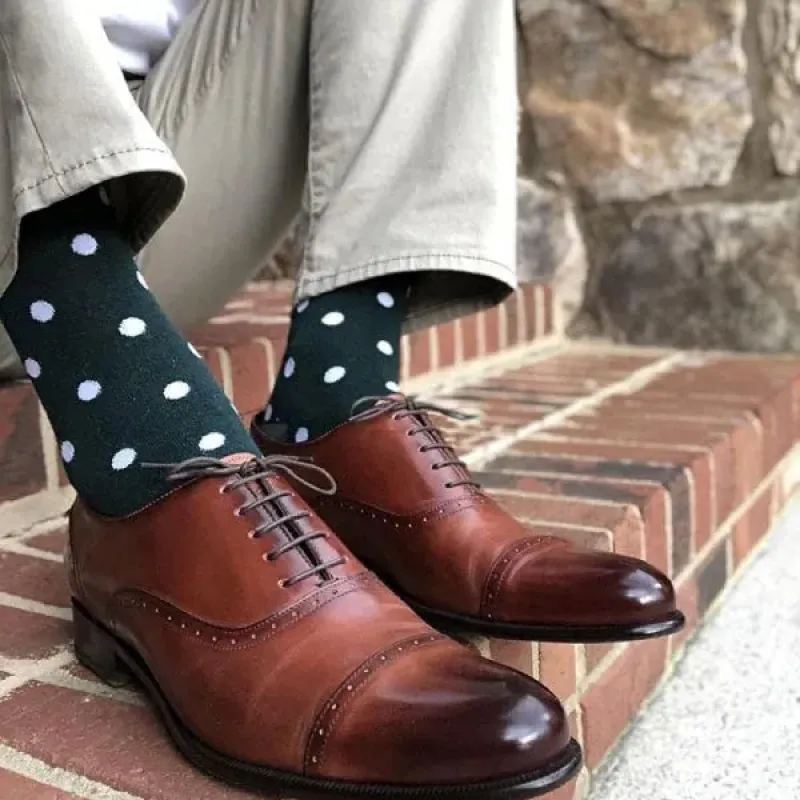 The Patricks - Hunter Green and White Polka Dot Sock made by Southern Scholar