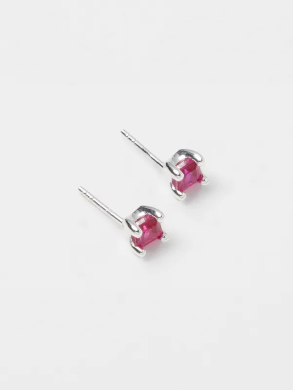 Josie Studs in Pink Ruby and Sterling Silver (Sample) made by Wolf Circus