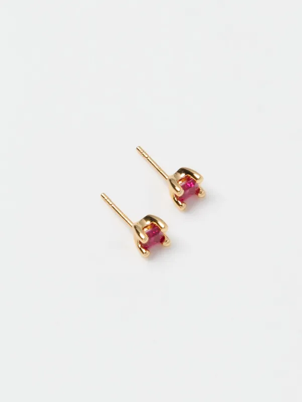Josie Studs (Sample ) in Pink Ruby and Gold made by Wolf Circus