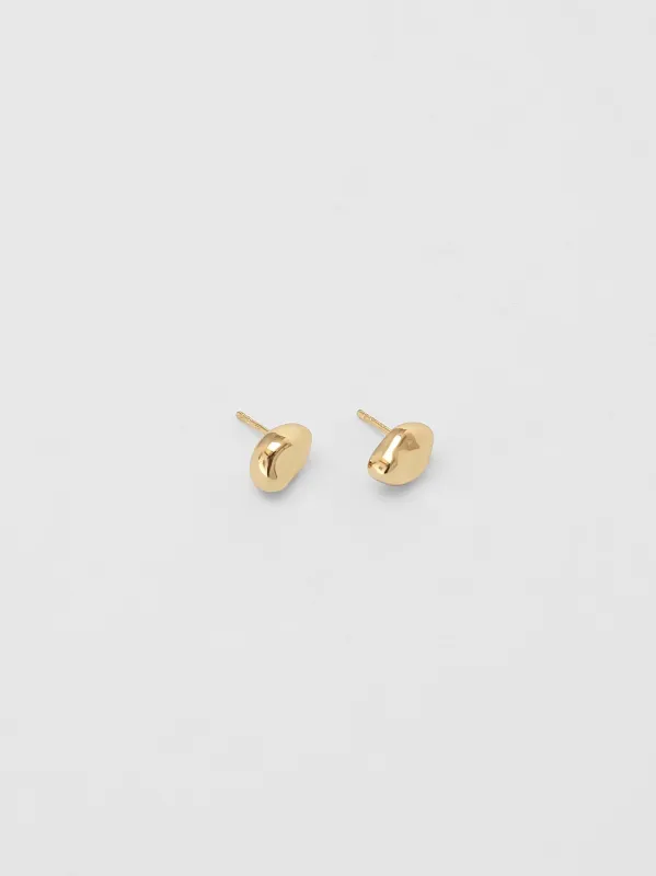 Bean Stud Earrings in Gold sold by Wolf Circus