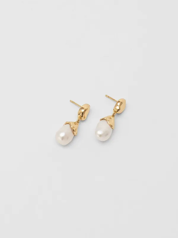Pearl Drop Earring in Gold sold by Wolf Circus