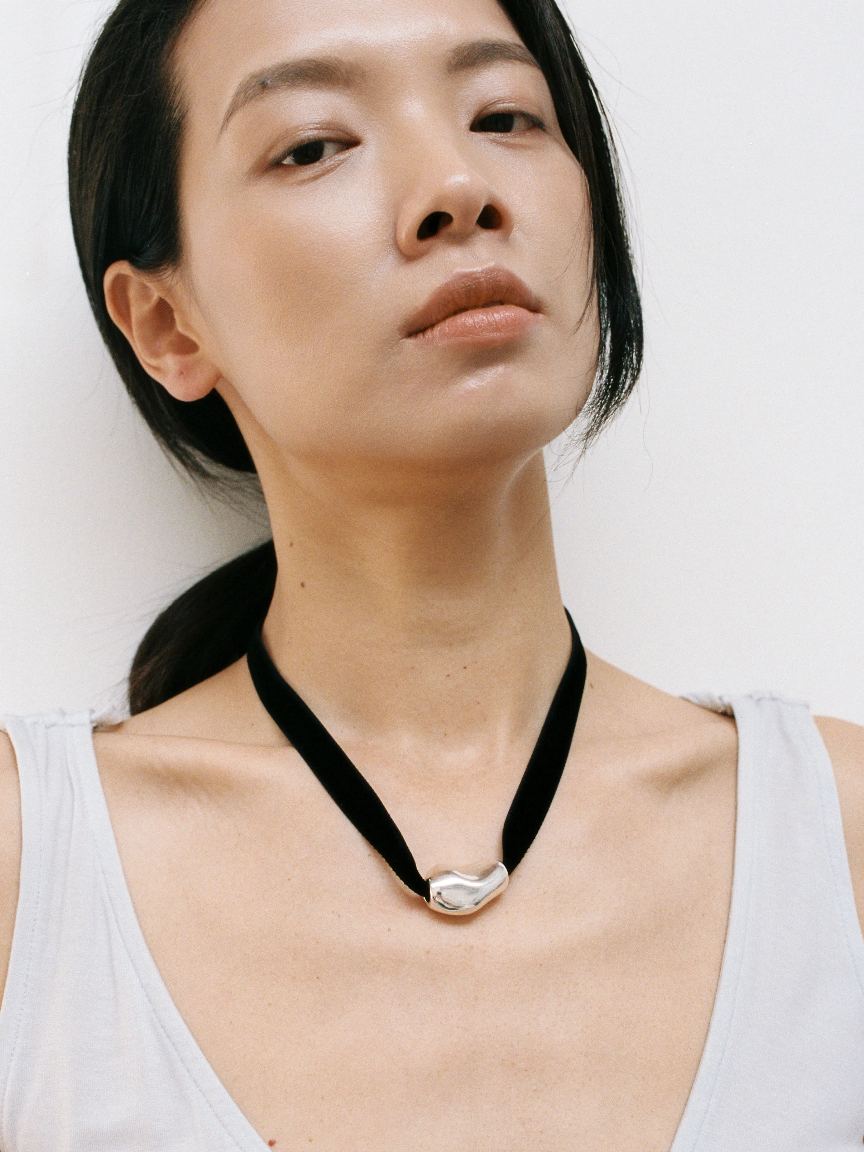 Bean Pendant on Velvet Cord in Silver (Sample) sold by Wolf Circus product image thumbnail 2