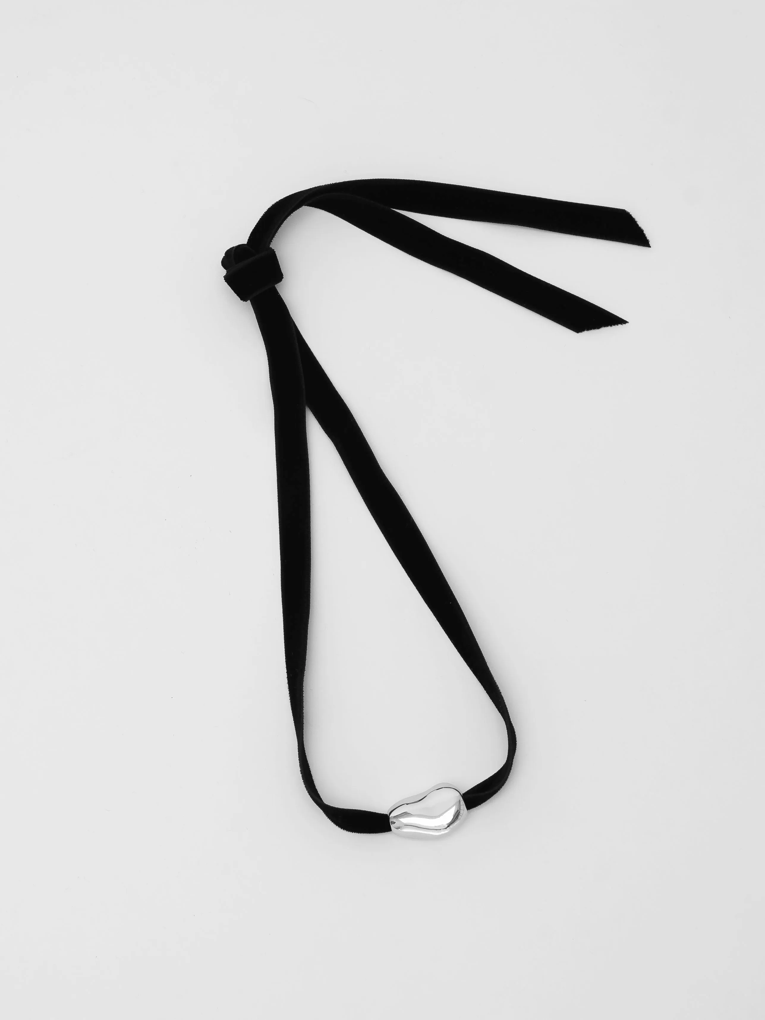 Bean Pendant on Velvet Cord in Silver (Sample) sold by Wolf Circus