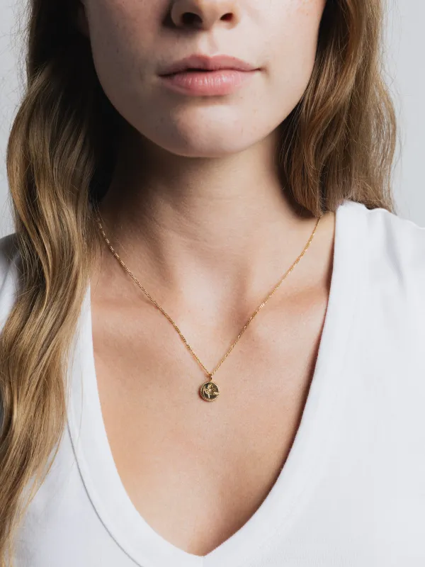 Mini Rose Coin Charm Necklace in Gold sold by Wolf Circus