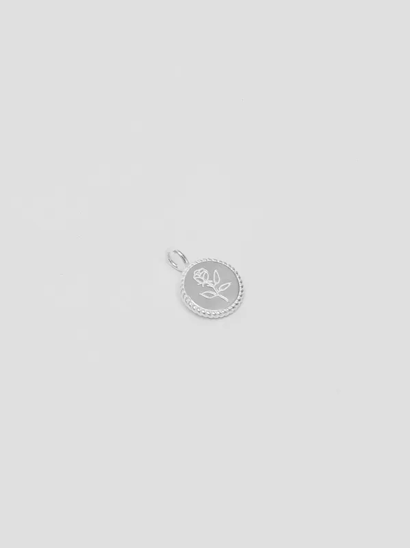 Mini Rose Coin Charm Pendant in Sterling Silver made by Wolf Circus
