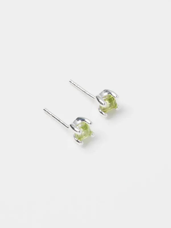 Josie Studs in Green Peridot and Sterling Silver (Sample) made by Wolf Circus