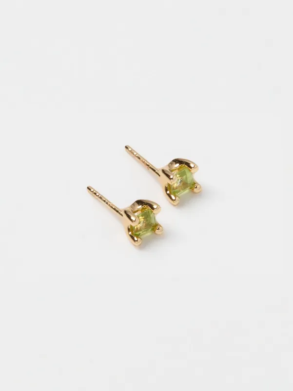 Josie Studs in Green Peridot and Gold (Sample) made by Wolf Circus