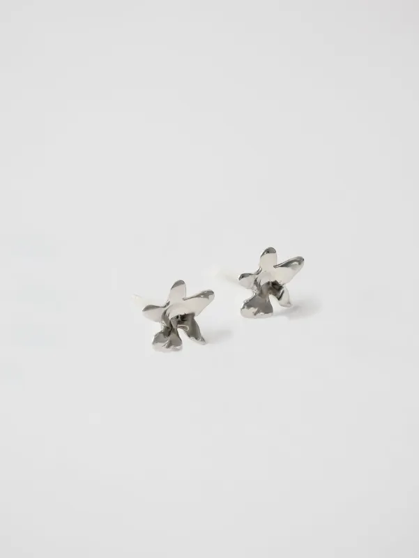 Flower Charm Studs in Sterling Silver sold by Wolf Circus