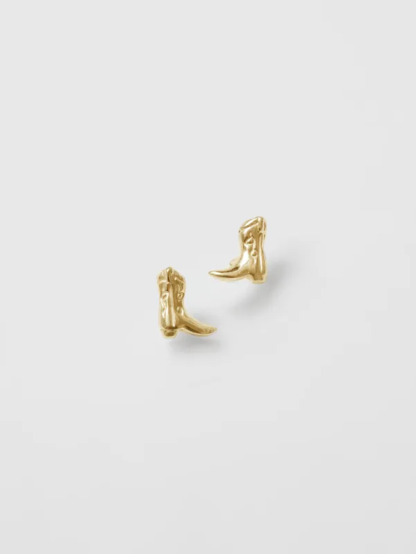 Cowboy Boot Charm Studs in Gold made by Wolf Circus