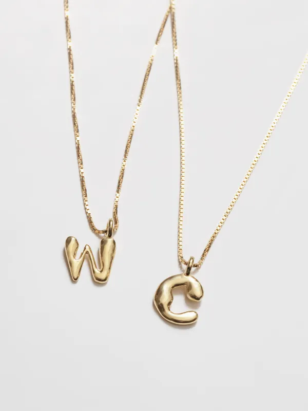 Alphabet Charm Necklace in 14k Solid Gold made by Wolf Circus