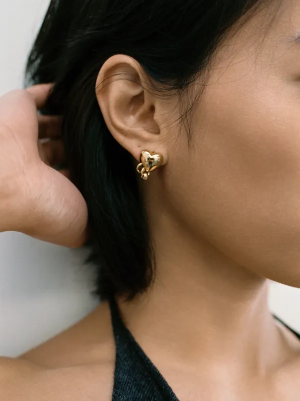 Pierced Heart Studs in Gold sold by Wolf Circus