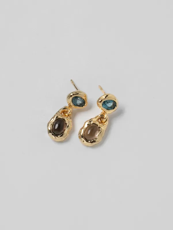 Avery Earrings in Blue Topaz and Gold made by Wolf Circus