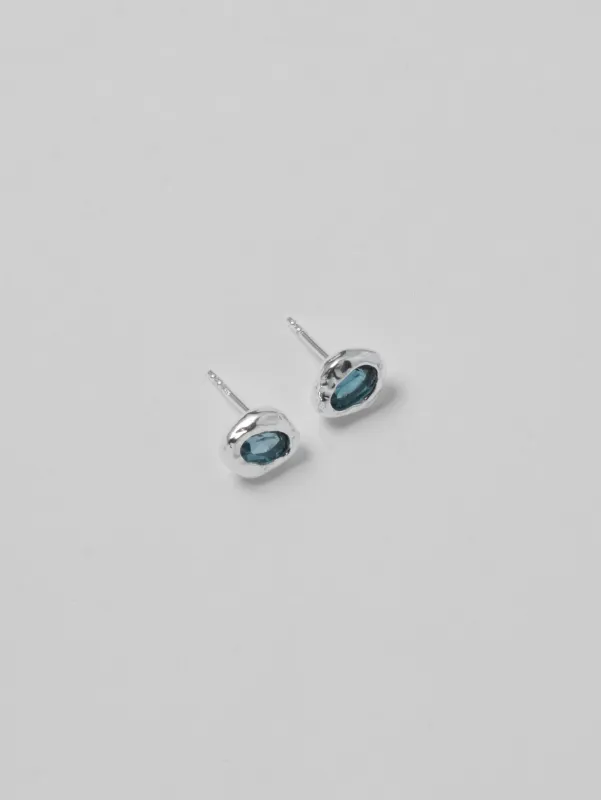 Cora Studs in Blue Topaz and Sterling Silver made by Wolf Circus