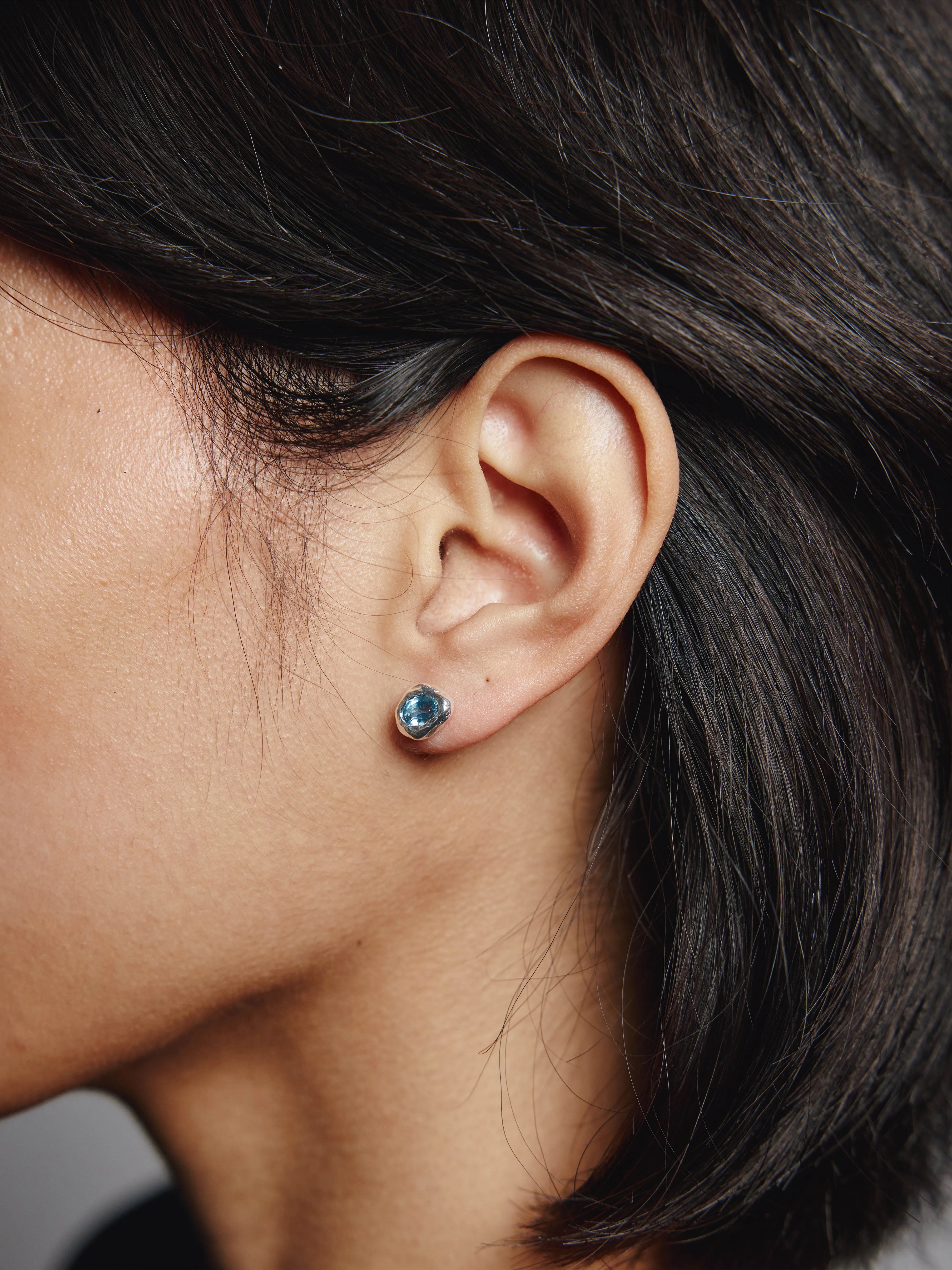 Cora Studs in Blue Topaz and Sterling Silver sold by Wolf Circus product image thumbnail 2