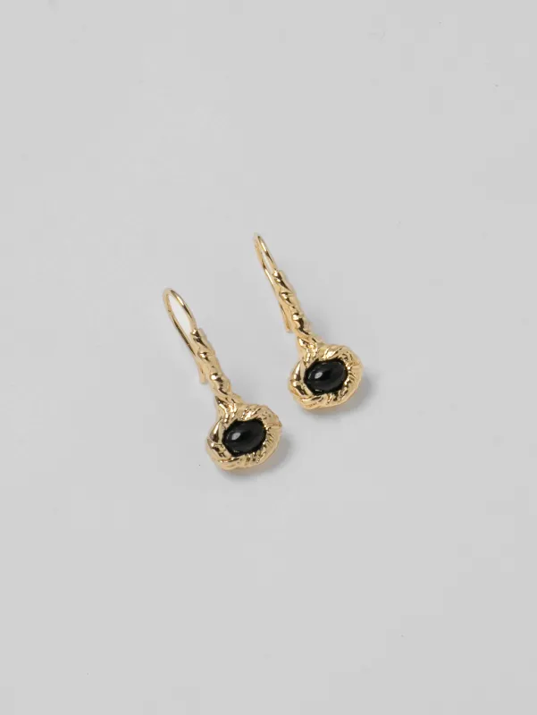 Georgia Earrings in Onyx and Gold made by Wolf Circus