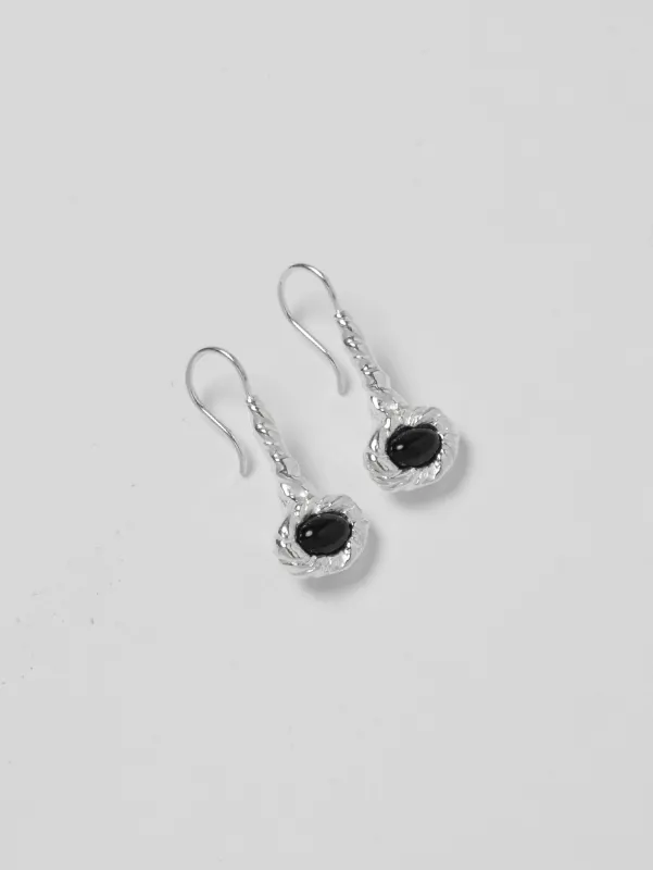 Georgia Earrings in Onyx and Sterling Silver made by Wolf Circus