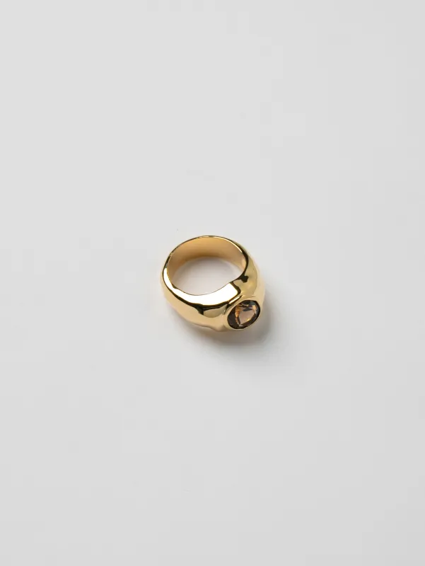 Jayden Ring in Smoke Quartz and Gold made by Wolf Circus