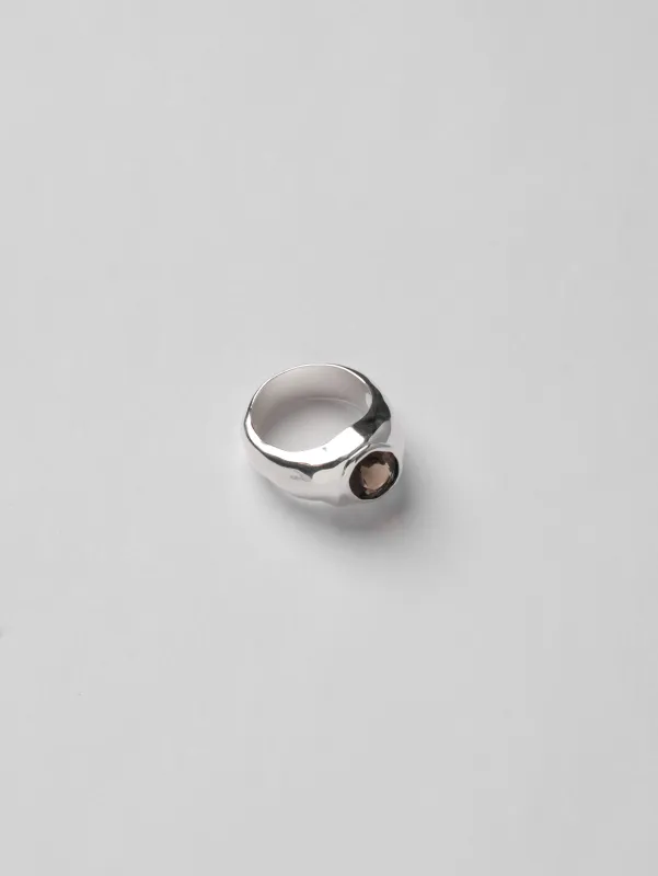 Jayden Ring in Smoke Quartz and Sterling Silver made by Wolf Circus