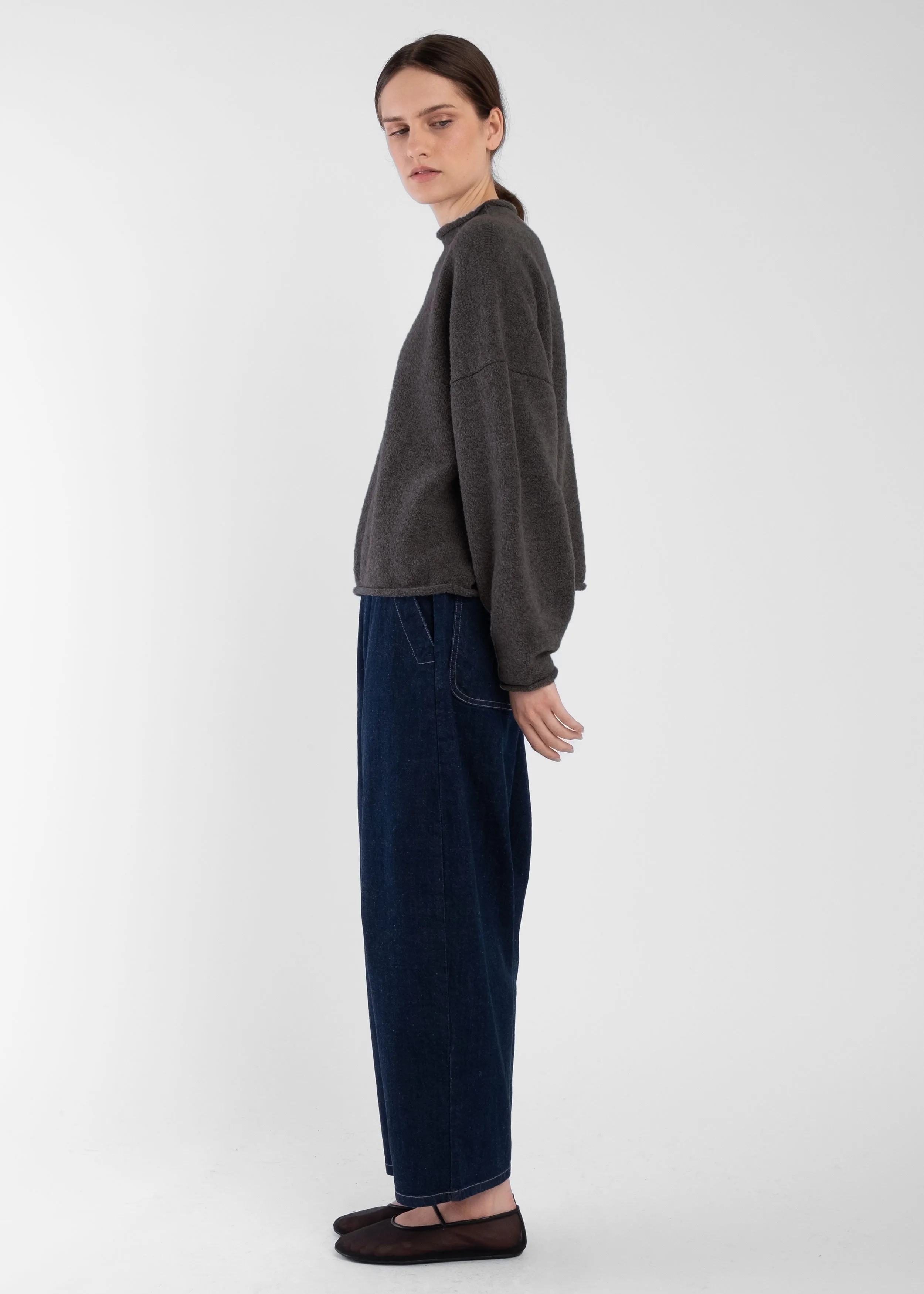 Mocha Boucle Rolled Sweater sold by Micaela Greg product image thumbnail 3