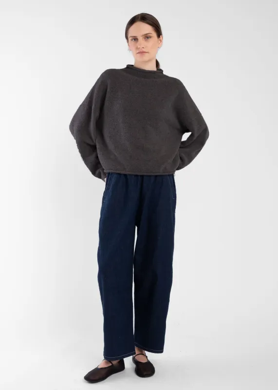 Mocha Boucle Rolled Sweater made by Micaela Greg