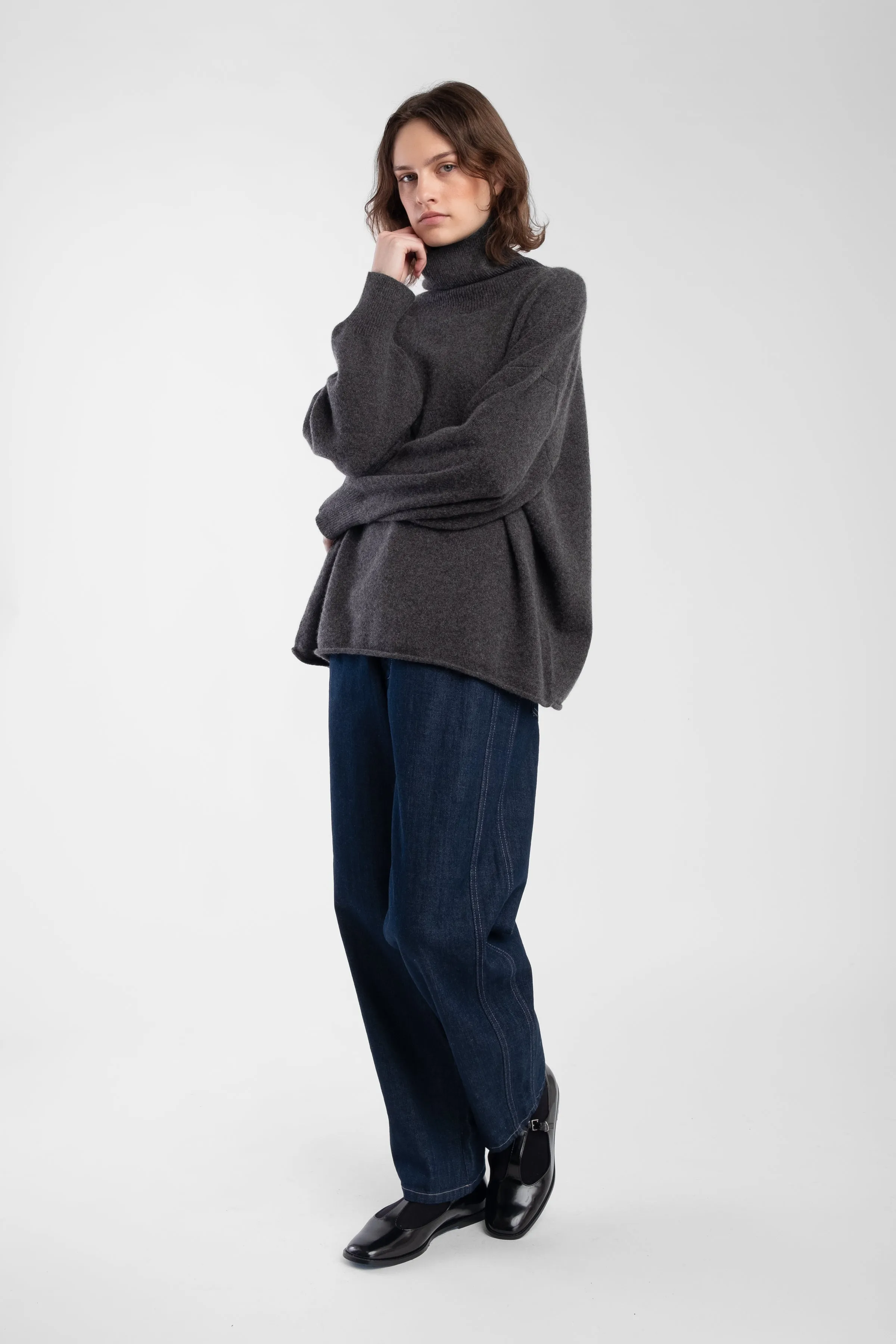 Charcoal Cashmere High Neck Sweater sold by Micaela Greg product image thumbnail 4