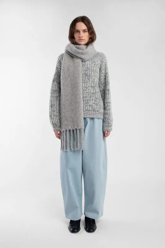 Heather Grey Curly Fringe Scarf sold by Micaela Greg