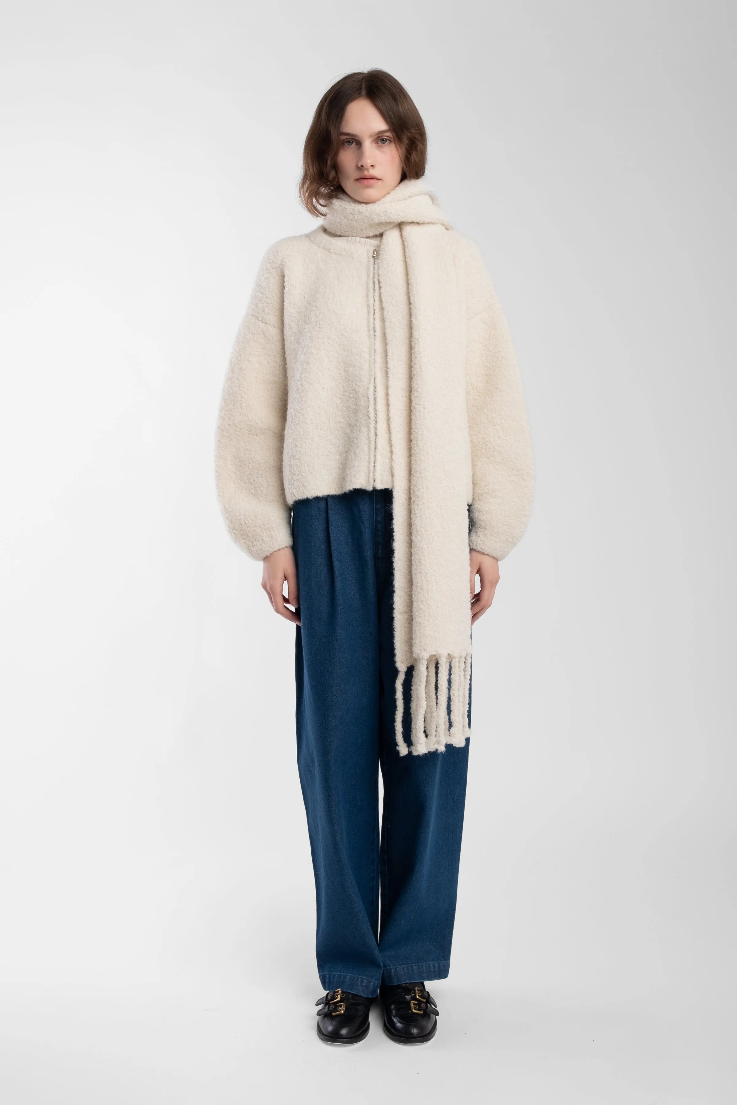 Cream Curly Fringe Scarf sold by Micaela Greg product image thumbnail 3
