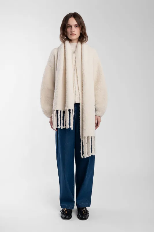 Cream Curly Fringe Scarf sold by Micaela Greg