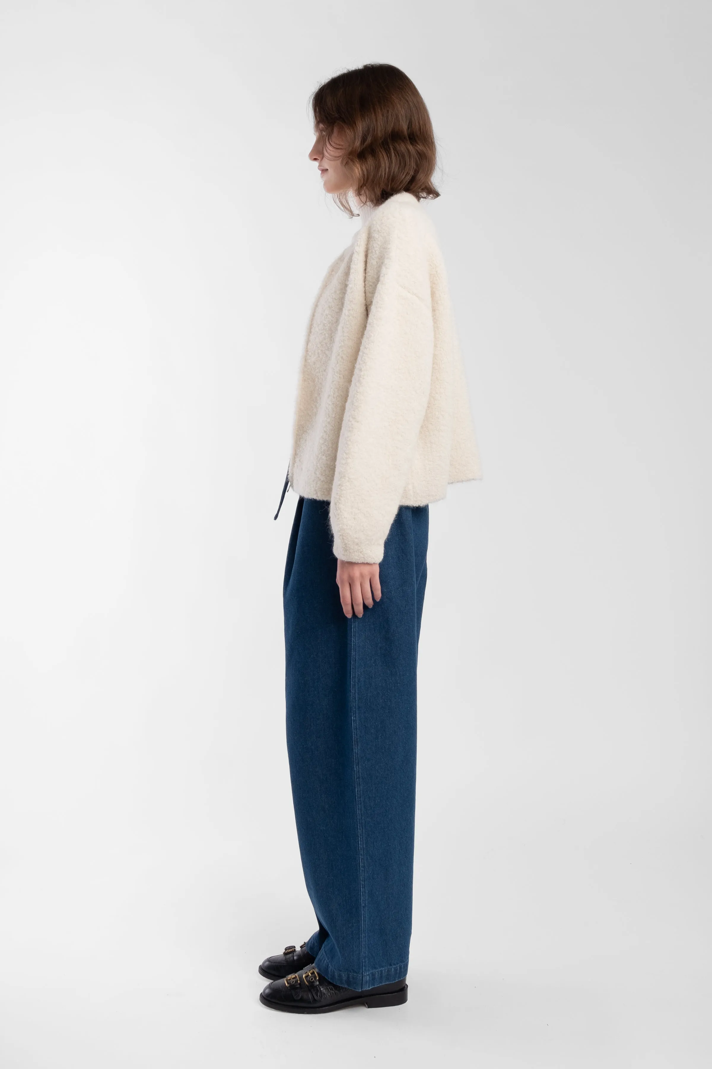 Cream Boucle Zip Cardigan sold by Micaela Greg product image thumbnail 3