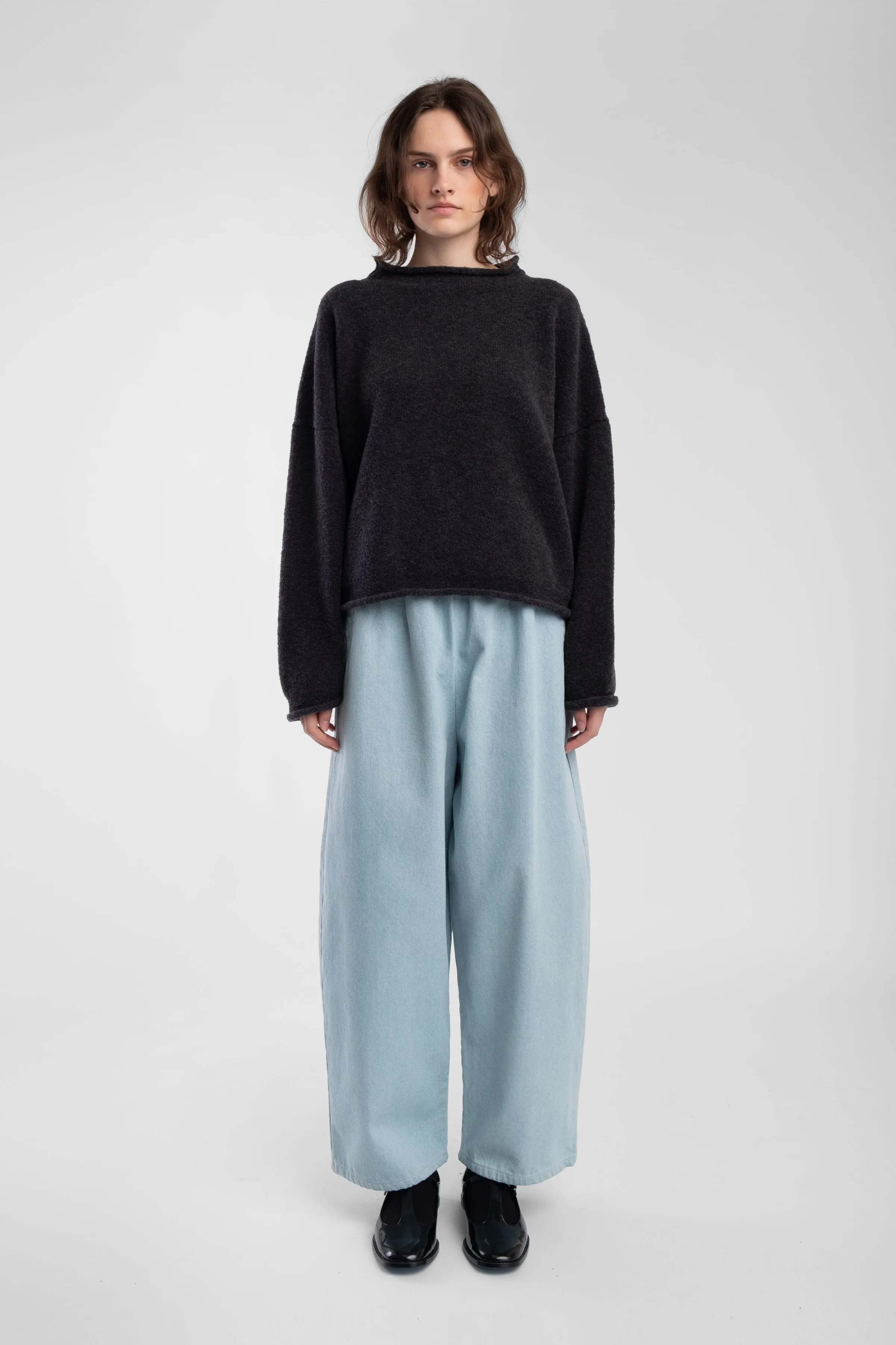 Charcoal Boucle Rolled Sweater sold by Micaela Greg