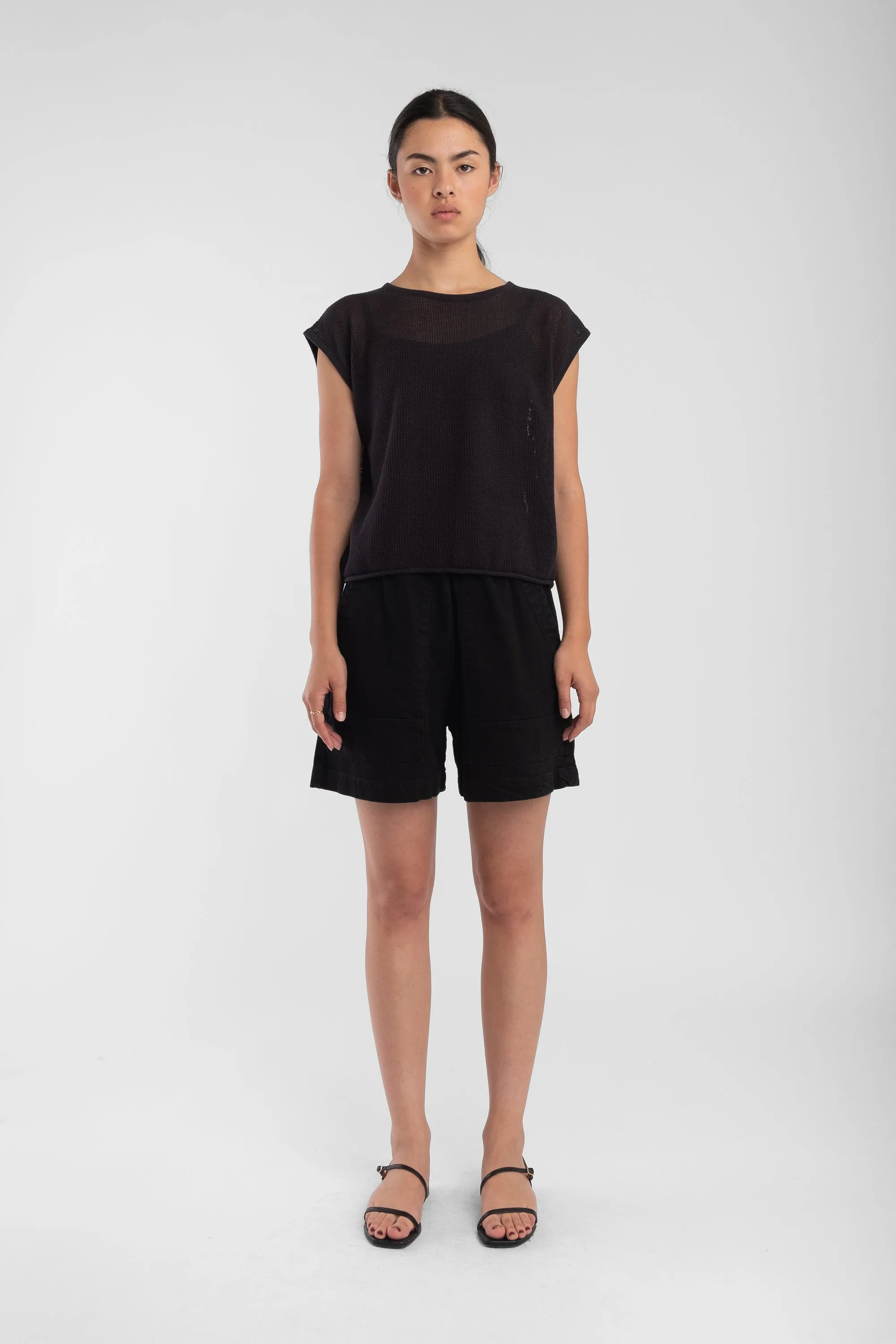 Faded Black Fine Mesh Tank sold by Micaela Greg