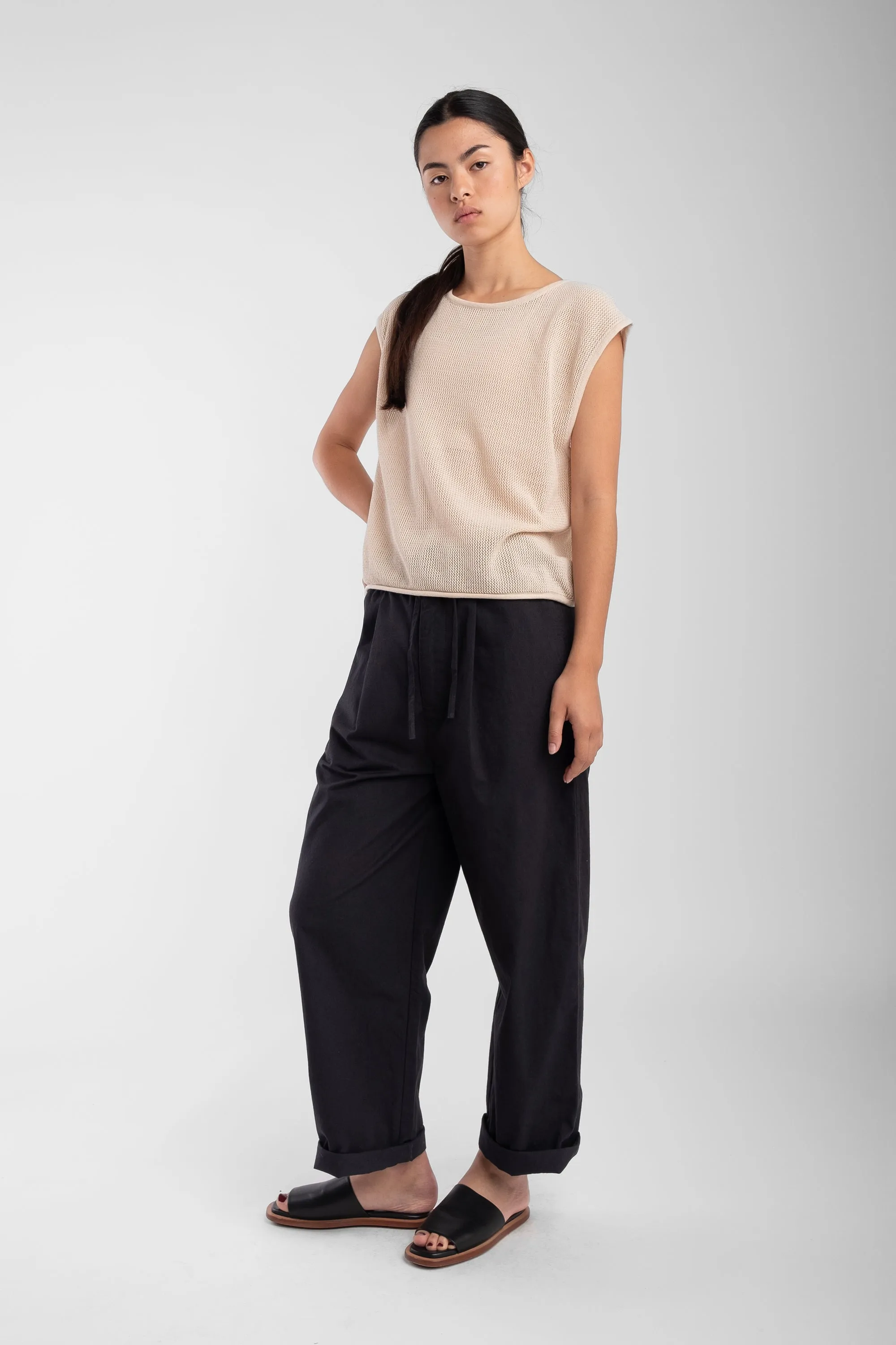 Cream Fine Mesh Tank sold by Micaela Greg product image thumbnail 5