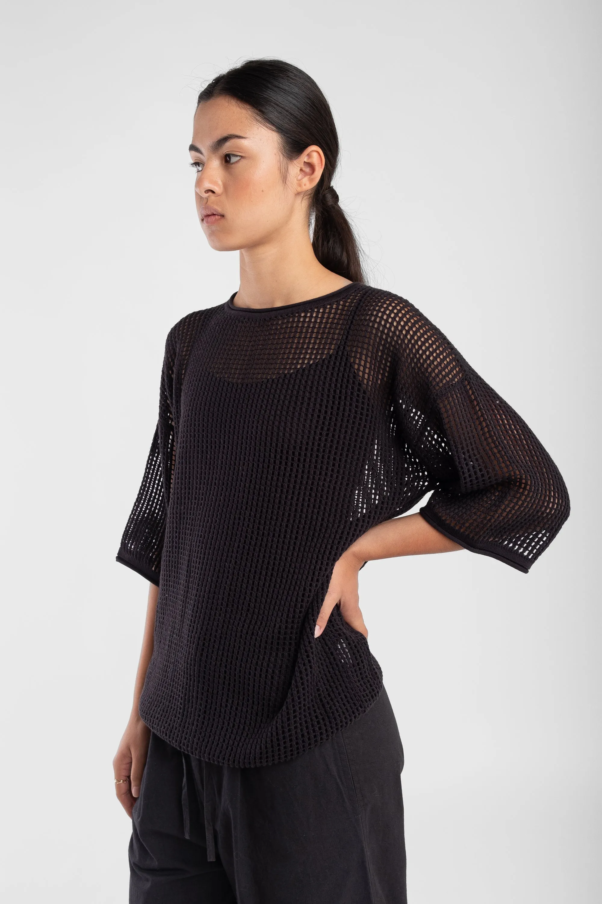 Faded Black Lattice Tee sold by Micaela Greg product image thumbnail 5