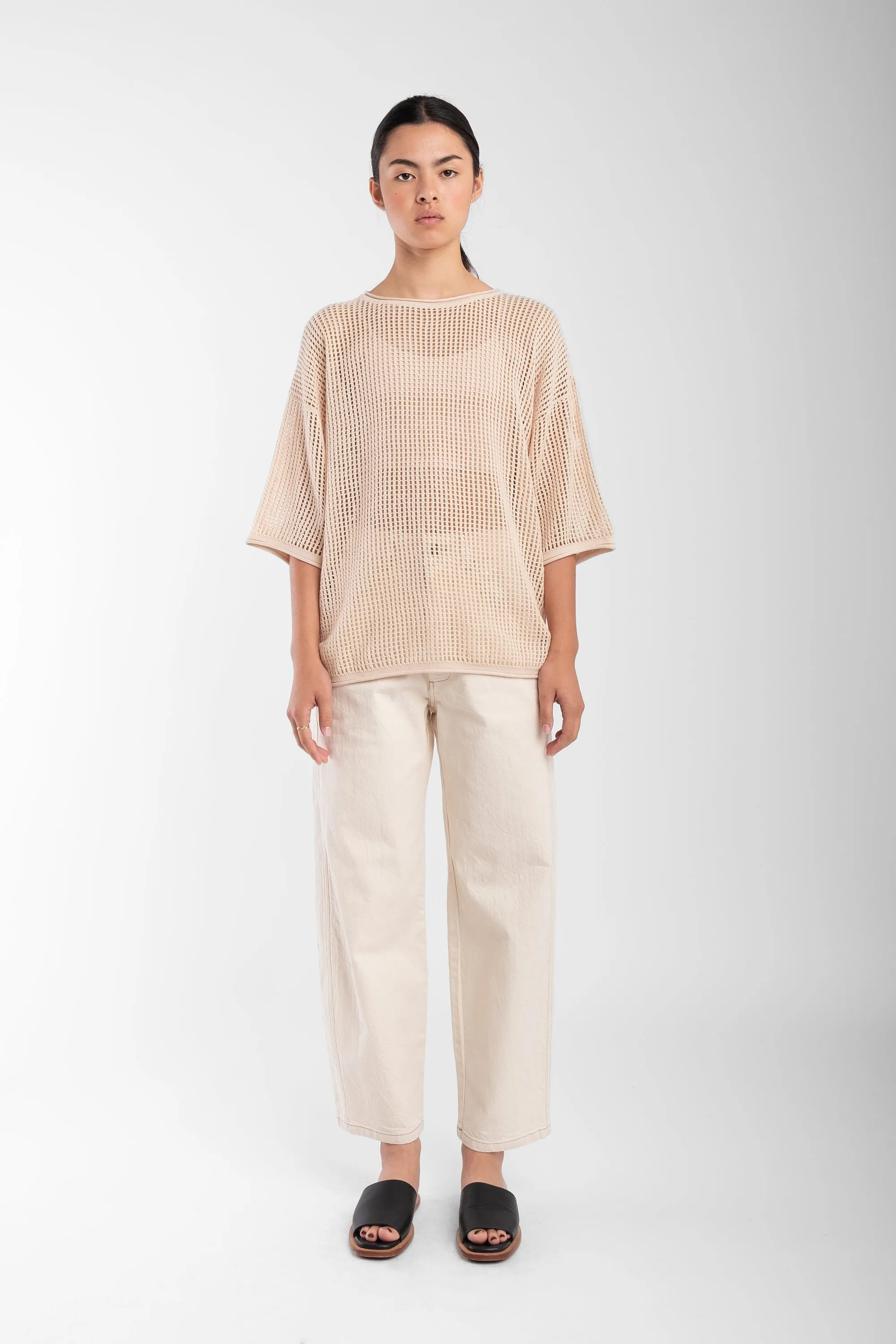 Cream Lattice Tee sold by Micaela Greg