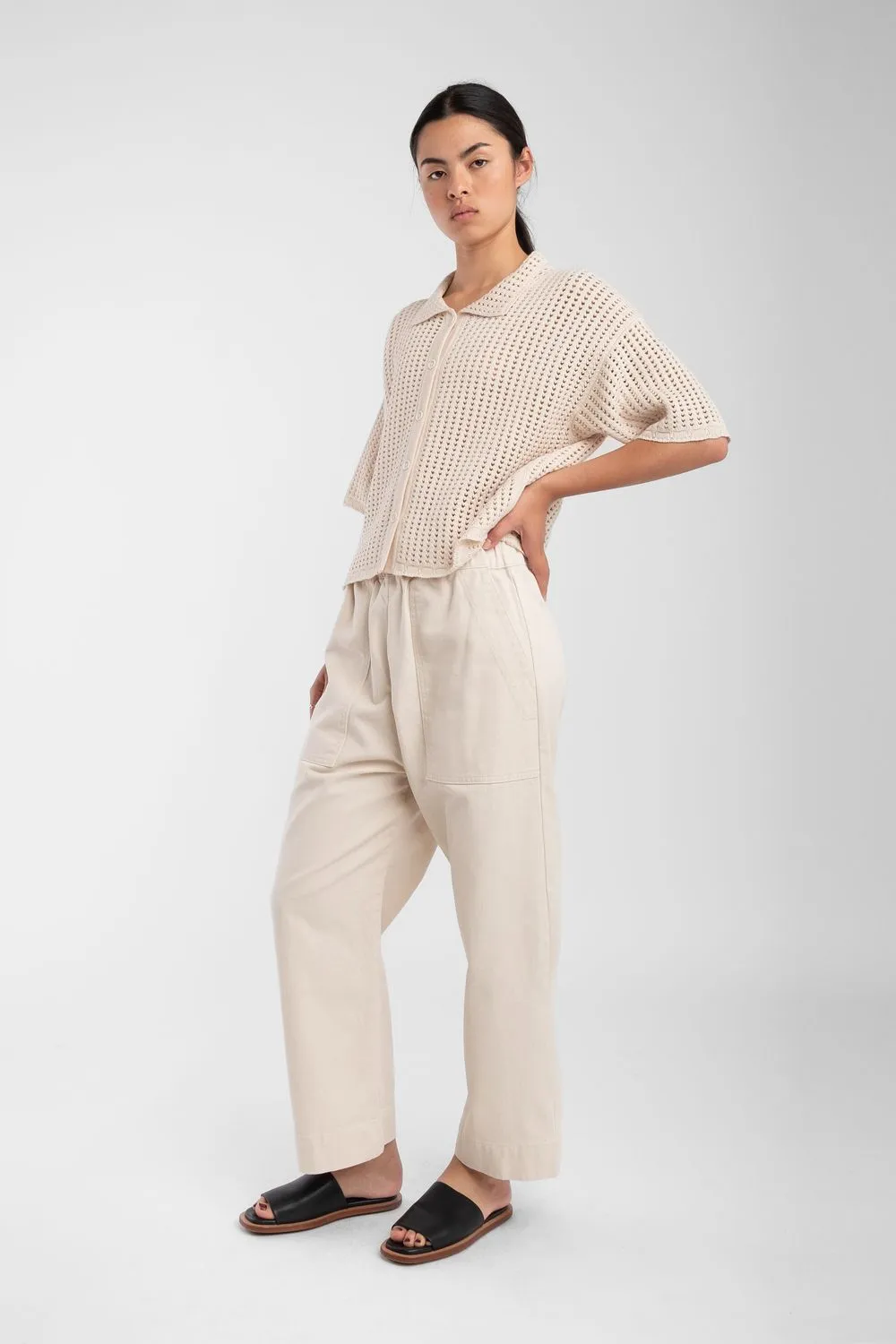 Cream Open Knit Polo sold by Micaela Greg product image thumbnail 5